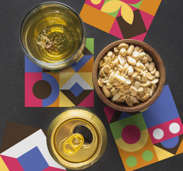 Colorful geometric shapes coasters - TenStickers