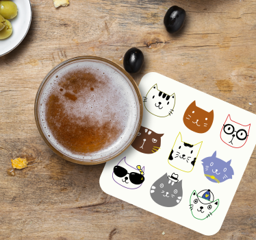 Cute colorful funny cats  geeky coasters - TenStickers
