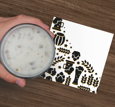 Different symbols on white beer coasters - TenStickers