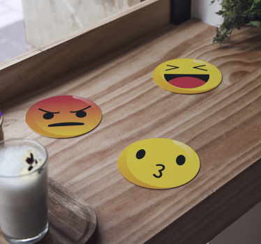 Emoticons geeky coasters - TenStickers