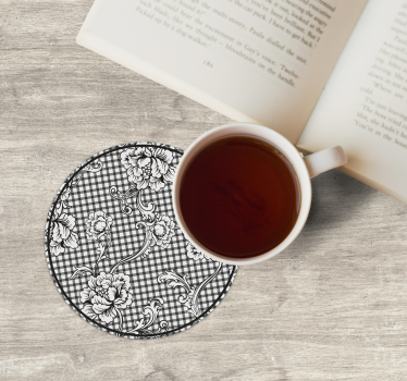 Floral gingham pattern coasters - TenStickers
