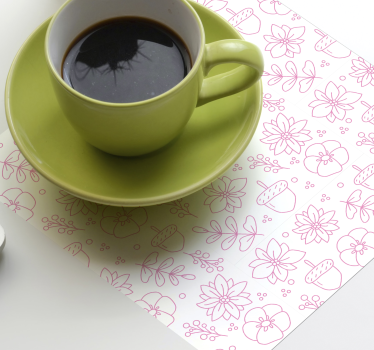 Floral line art pattern coasters - TenStickers