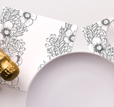 Floral outline patterns coasters - TenStickers