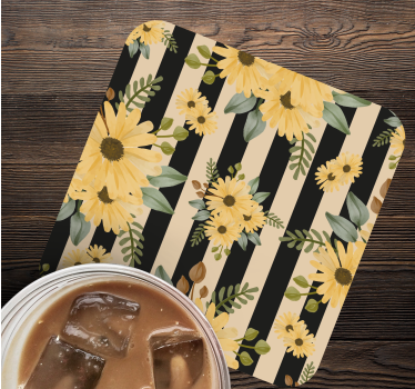 Floral striped pattern coasters - TenStickers