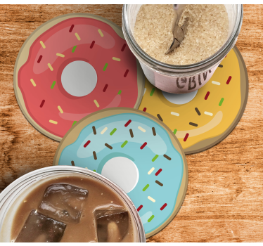Geek coasters colorful donut designs - TenStickers