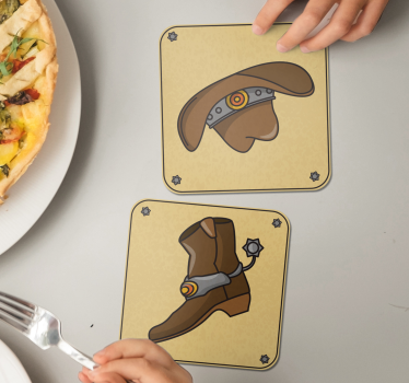 Geek coasters cowboy hat and boot design - TenStickers