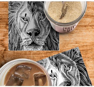 Geek coasters detailed lion illustration - TenStickers