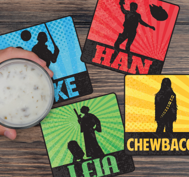 Geek coasters featuring iconic character silhouettes - TenStickers