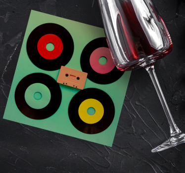 Geek coasters retro vinyl record set - TenStickers