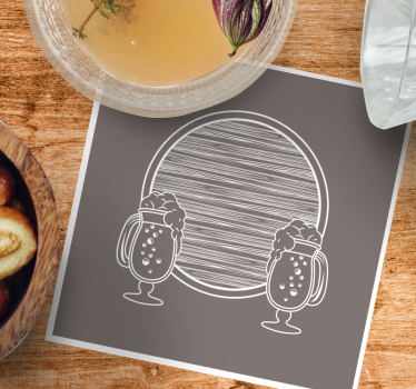 Hand drawn barrel beer coasters - TenStickers