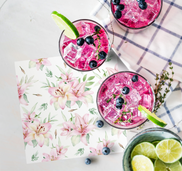 Lilies floral pattern coasters - TenStickers