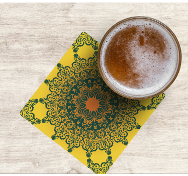 Ornate yellow pattern coasters - TenStickers