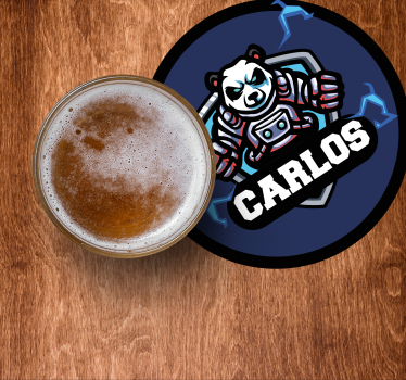 Panda with name personalised beer mats - TenStickers