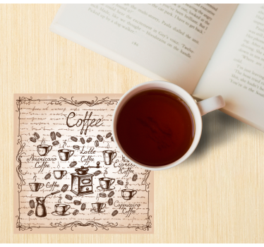 Personalisable coasters coffee types artwork - TenStickers