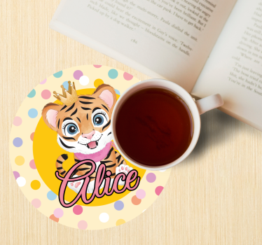 Personalisable coasters crowned tiger design - TenStickers