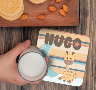 Personalisable coasters cuddly giraffe design - TenStickers