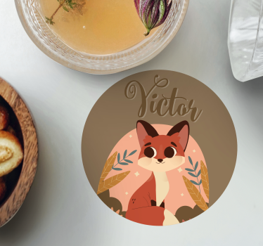 Personalisable coasters cute fox character - TenStickers