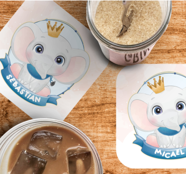 Personalisable coasters elephant character portraits - TenStickers