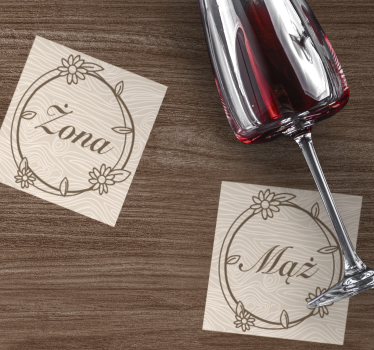 Personalisable coasters floral frame monogram - TenStickers