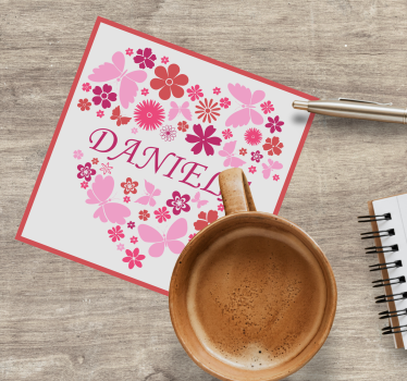 Personalisable coasters heart floral design - TenStickers