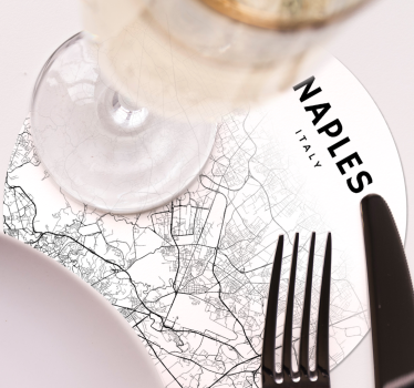 Personalisable coasters naples map outline - TenStickers