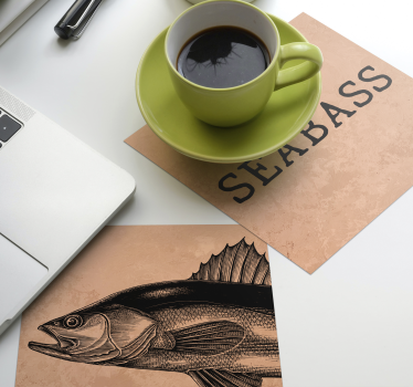 Personalisable coasters seabass illustration art - TenStickers