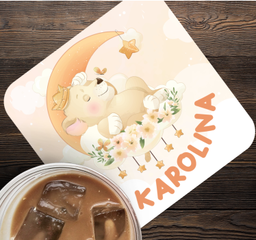 Personalisable coasters sleeping bear with stars - TenStickers