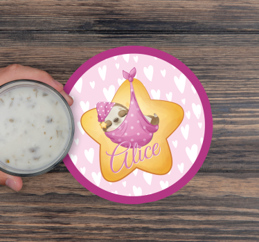 Personalisable coasters sleeping sloth with star - TenStickers