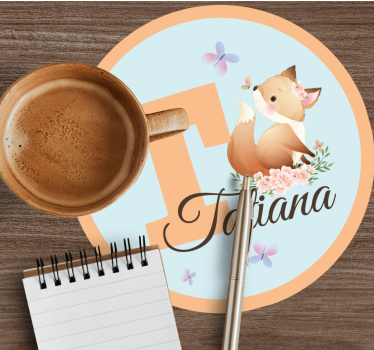 Personalisable coasters whimsical fox design - TenStickers