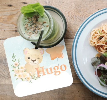 Personalisable coasters whimsical lion with star - TenStickers