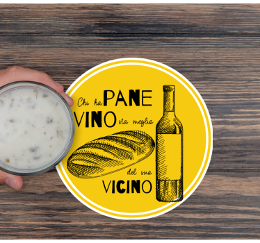 Personalisable coasters wine bottle and bread - TenStickers
