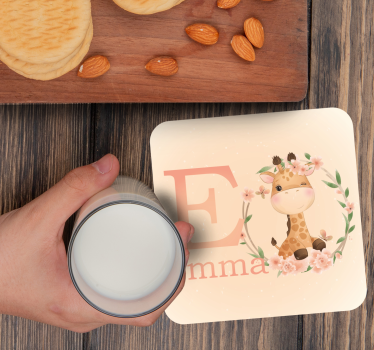 Personalisable coasters with adorable giraffe design - TenStickers
