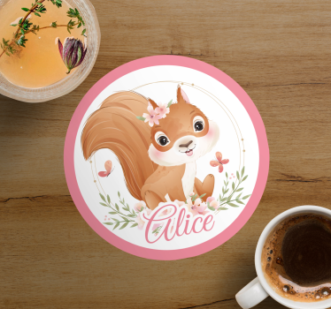 Personalisable coasters with adorable squirrel design - TenStickers