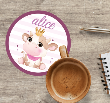 Personalisable coasters with cute cow design - TenStickers