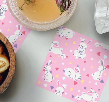 Personalisable coasters with fun bunny designs - TenStickers