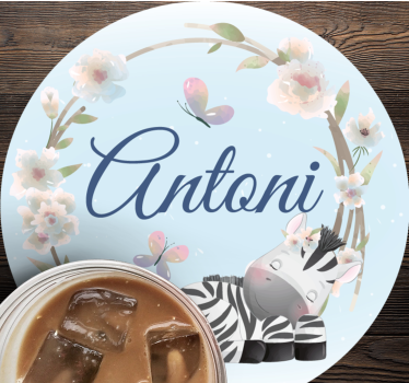 Personalisable coasters with personalized zebra illustration - TenStickers