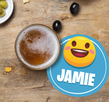 Personalisable coasters with smiley face design - TenStickers