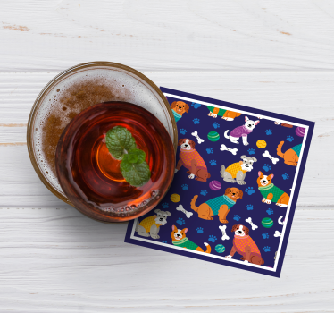 Personalisable coasters with vibrant dog designs - TenStickers