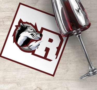 Personalisable coasters wolf crest monogram - TenStickers