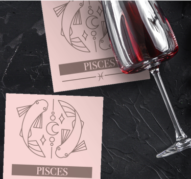 Personalised coasters pisces zodiac fish symbol - TenStickers