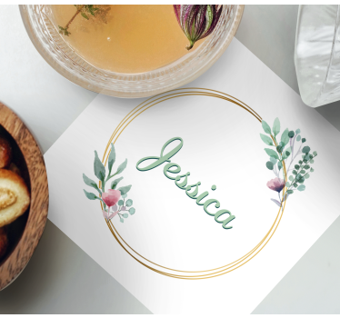 Personalised coasters with floral name design - TenStickers