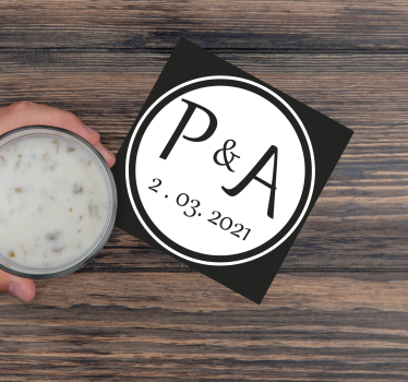 Personalised coasters with monogram initials pairing - TenStickers