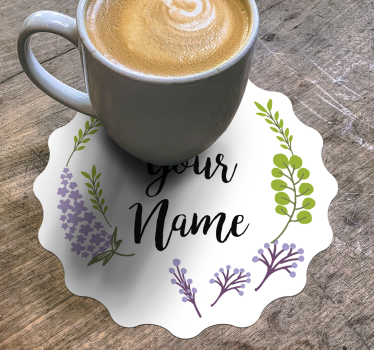 Personalizable coasters floral personalized design - TenStickers