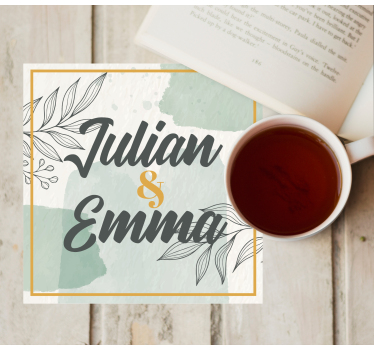 Personalised name design wedding coasters - TenStickers