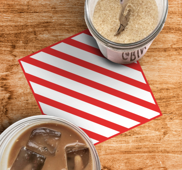 Red striped pattern coasters - TenStickers