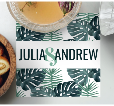 Tropical Leaf Pattern wedding coasters - TenStickers