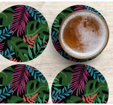 Tropical leaf patterns coasters - TenStickers