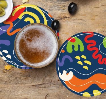 Vibrant geometric forms beer mats - TenStickers
