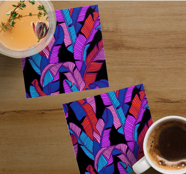 Vibrant leaf patterns coasters - TenStickers