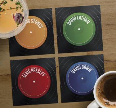 Vintage record personalised beer mats - TenStickers